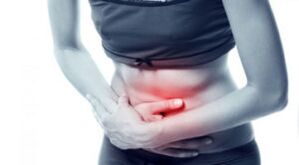 Abdominal pain with tapeworm damage